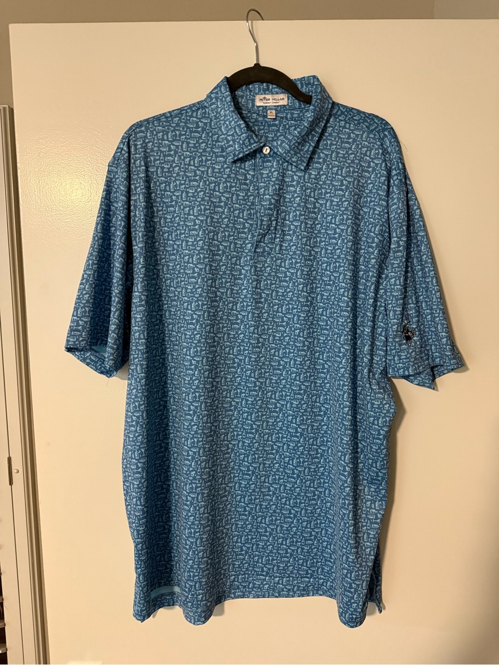 Peter Millar Light Blue Drinks Printed Polo